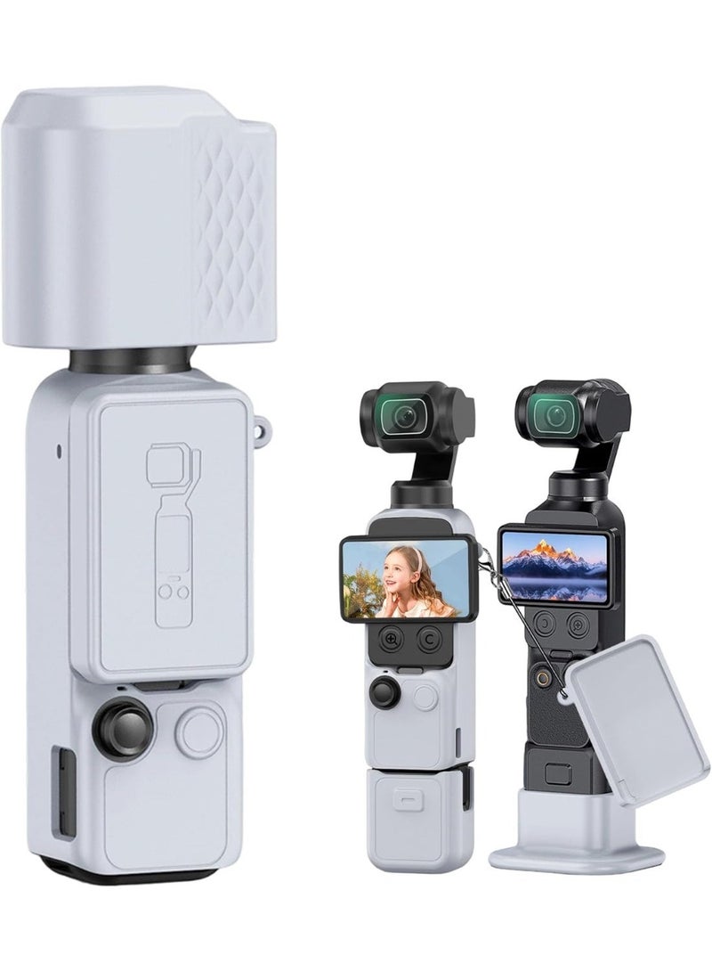 اكسيسن حافظة واقية من السيليكون لجهاز DJI Osmo Pocket 4، حافظة واقية لكامل الجسم مزودة بحبل أمان لمنع الضياع، مع 6 قطع من الملحقات الناعمة المقاومة للخدش، متوافقة مع جهاز Pocket 4 - Image 1