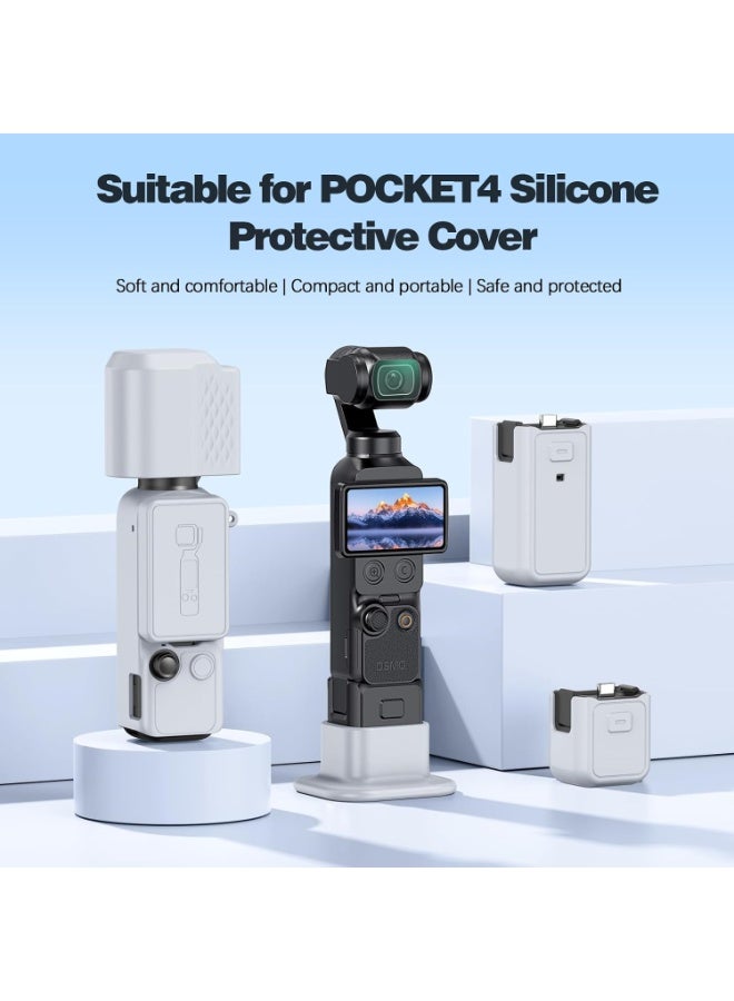 اكسيسن حافظة واقية من السيليكون لجهاز DJI Osmo Pocket 4، حافظة واقية لكامل الجسم مزودة بحبل أمان لمنع الضياع، مع 6 قطع من الملحقات الناعمة المقاومة للخدش، متوافقة مع جهاز Pocket 4 - Image 2
