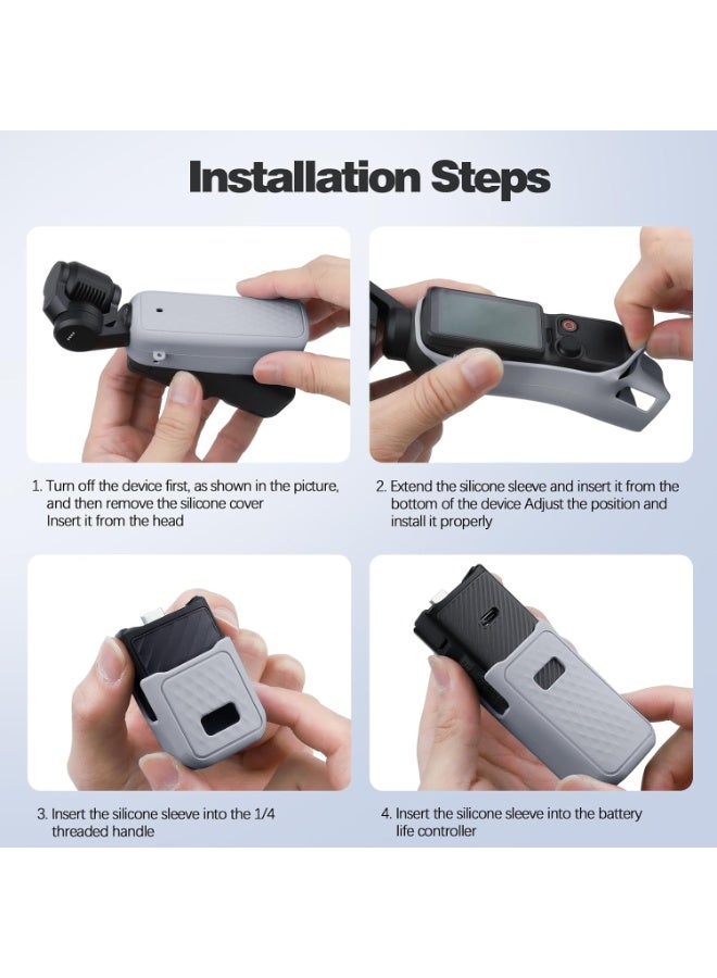 اكسيسن حافظة واقية من السيليكون لجهاز DJI Osmo Pocket 4، حافظة واقية لكامل الجسم مزودة بحبل أمان لمنع الضياع، مع 6 قطع من الملحقات الناعمة المقاومة للخدش، متوافقة مع جهاز Pocket 4 - Image 5