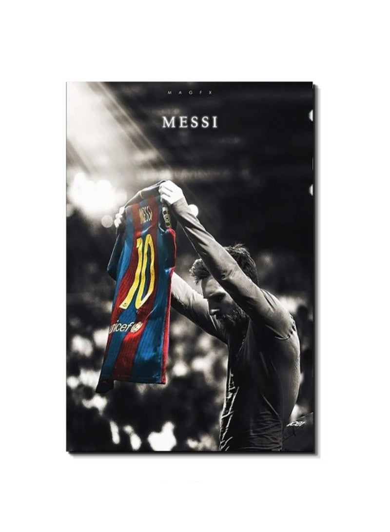 BIG MAX Famous  Football Player Messi  Framed Canvas Wall Art 30x20x2cm,for Living Room Office Bedroom Posters Prints Framed Ready to Hang - Image 1