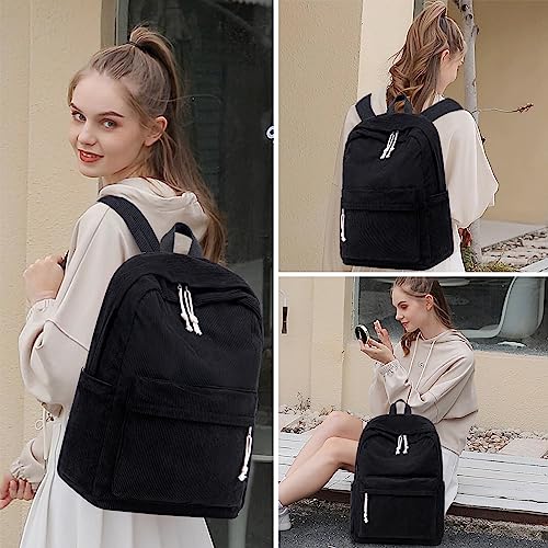BTOOP School Backpack for Teens Large Corduroy Bookbag Lightweight 15.6 inch Laptop Bag for Girls Women Casual High School College - Image 3