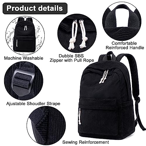 BTOOP School Backpack for Teens Large Corduroy Bookbag Lightweight 15.6 inch Laptop Bag for Girls Women Casual High School College - Image 5