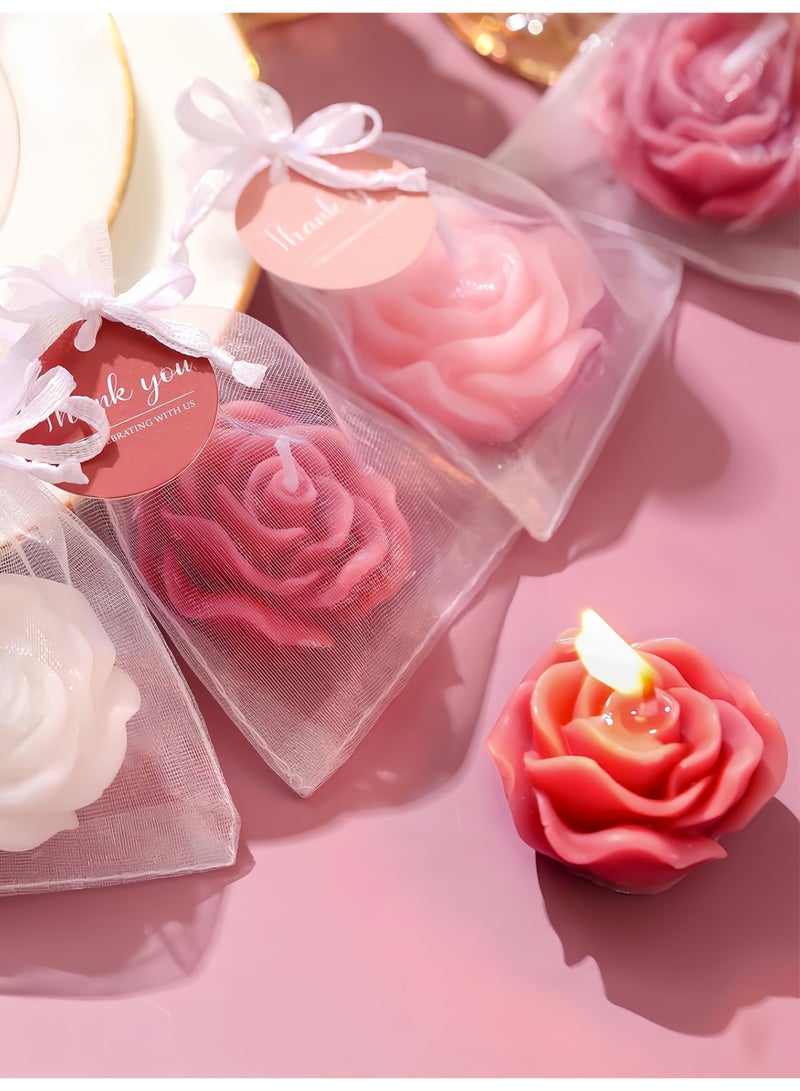 24Pcs Red Rose Scented Candles - Handmade Flower Shape Aromatherapy Candles with Sheer Bags & Thank You Tags, Romantic Party Decoration Gift Set for Her - Image 3