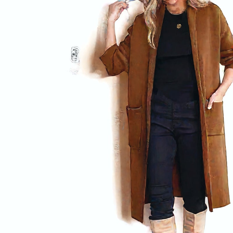 Women's Long Cardigan Open Front Knit Coat - Image 3