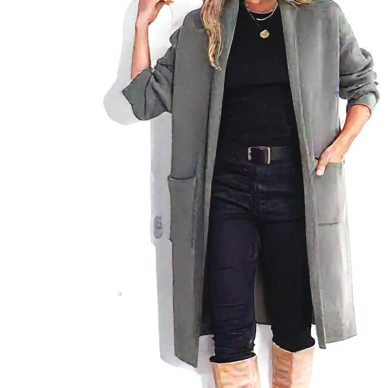Women's Long Cardigan Open Front Knit Coat - Image 1