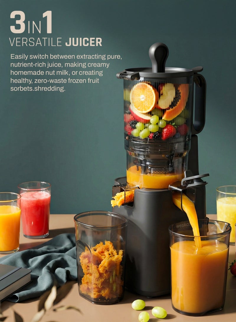 DOMESTICA Dripdrop Pro Cold Press Juicer for Home | Slow Juicer for Fruits, Veggies & Nut Milk with BLDC Motor | Slow Masticating Juicer With High Juice Yield, Low Noise, Reverse Function, Easy Cleaning, 137mm Large Chute Black - Image 3