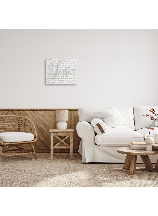 Stupell Industries Love Is Patient Grey on White Planked Look Canvas Wall Art Design By Jennifer Pugh - Image 2