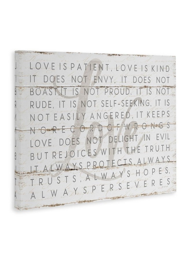 Stupell Industries Love Is Patient Grey on White Planked Look Canvas Wall Art Design By Jennifer Pugh - Image 3