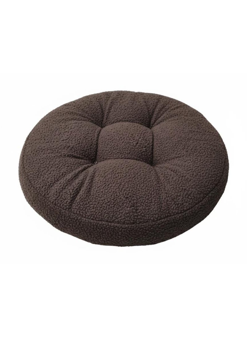 AKDC Soft Plush Round Decorative Cushion for Living Room & Bedroom – Dark Brown Tone, 45×7 cm - Image 1