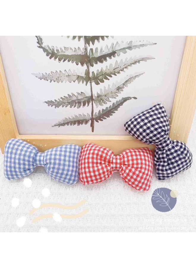 Korean Style Fresh Children's Diy Hairpin Material Japanese And Korean Style Ins Plaid Fabric Bow Clothing Socks Hat Accessories-Color:Yellow Lattice Bow  - Image 4