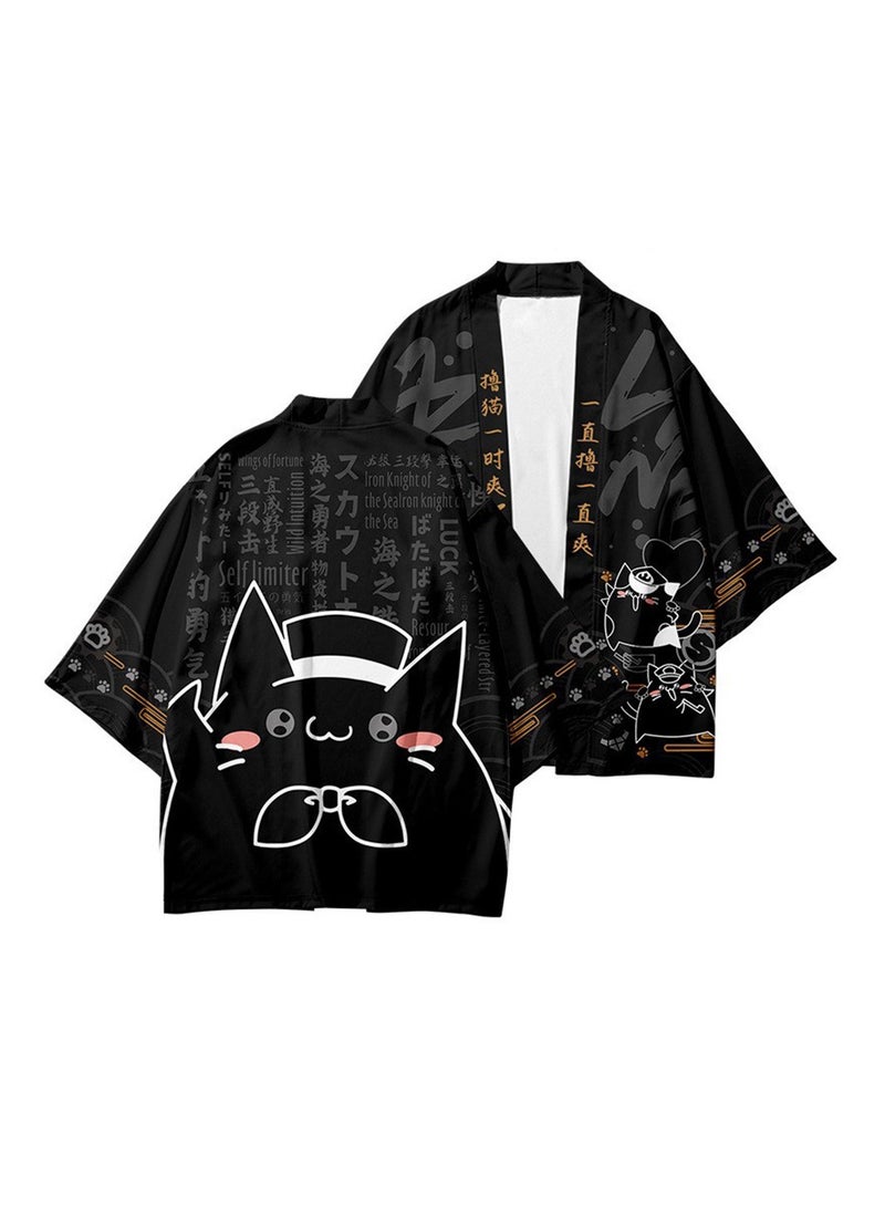 Loquat Summer Feather Weaving Ethnic Style Kimono 3D Digital Printing Casual Sports Cloak  - Image 1