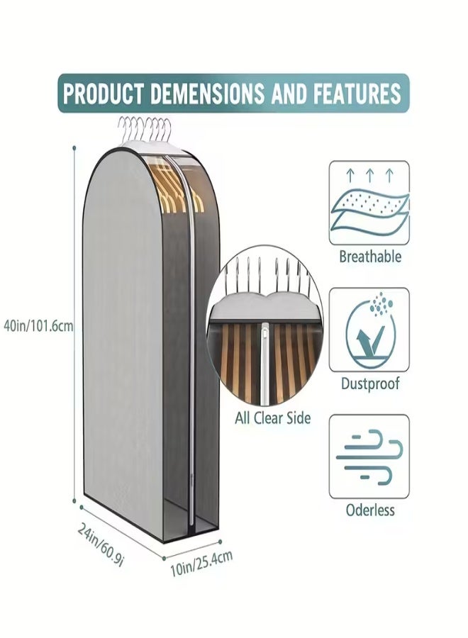 3 قطع من أكياس حفظ الملابس البلاستيكية الشفافة (81.28 / 127 / 152.4 سم) – أكياس تخزين معلّقة متينة بسحّاب إغلاق وخطّاف تعليق، مقاومة للغبار والرطوبة مع توسعة 25.4 سم – مثالية للمعاطف، الفساتين، الجاكيتات، القمصان والفرو – تصميم موفّر للمساحة لتنظيم الخزانة أو المتجر - Image 4