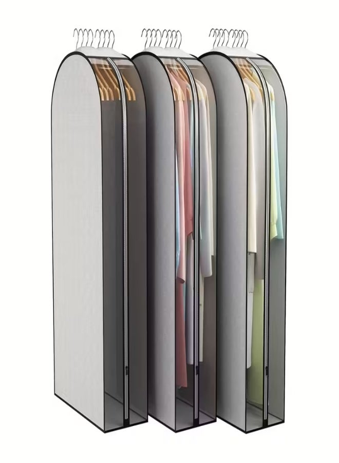 3 قطع من أكياس حفظ الملابس البلاستيكية الشفافة (81.28 / 127 / 152.4 سم) – أكياس تخزين معلّقة متينة بسحّاب إغلاق وخطّاف تعليق، مقاومة للغبار والرطوبة مع توسعة 25.4 سم – مثالية للمعاطف، الفساتين، الجاكيتات، القمصان والفرو – تصميم موفّر للمساحة لتنظيم الخزانة أو المتجر - Image 1