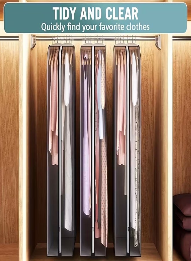 3 قطع من أكياس حفظ الملابس البلاستيكية الشفافة (81.28 / 127 / 152.4 سم) – أكياس تخزين معلّقة متينة بسحّاب إغلاق وخطّاف تعليق، مقاومة للغبار والرطوبة مع توسعة 25.4 سم – مثالية للمعاطف، الفساتين، الجاكيتات، القمصان والفرو – تصميم موفّر للمساحة لتنظيم الخزانة أو المتجر - Image 2