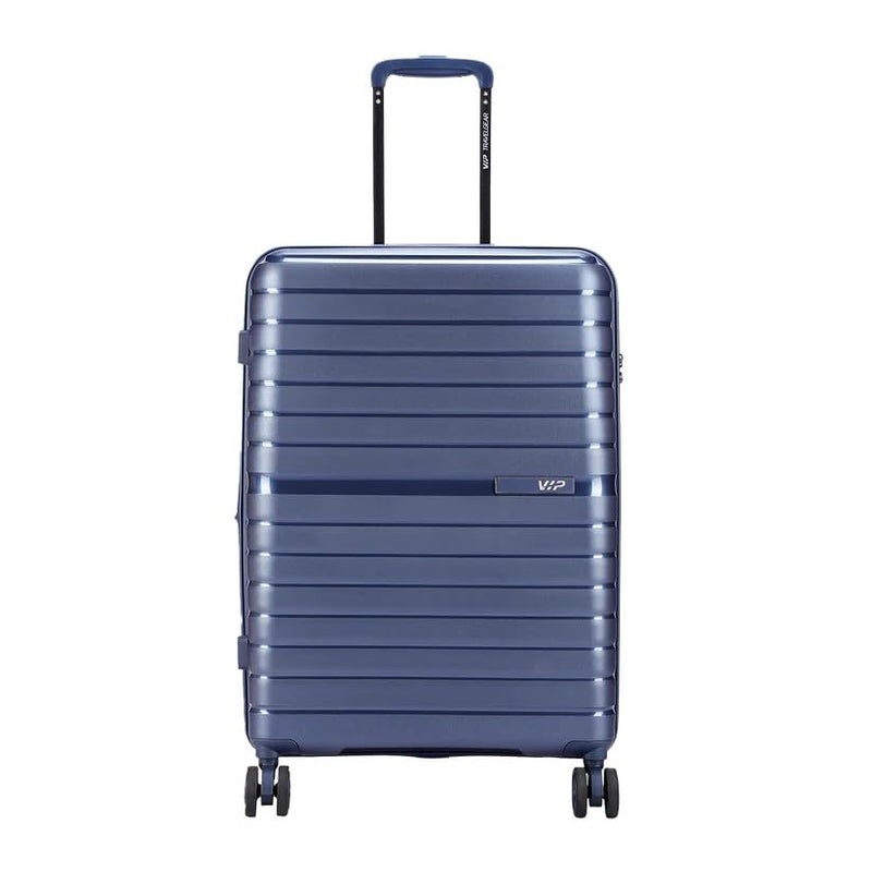 VIP Lightweight Polypropelyne 8 Wheels Multistage Trolley,TSA Lock with Organizer,Elegent Pinstripe Design Luggage Bag with 5 Years International Warranty. (Blue, Medium) - Image 1