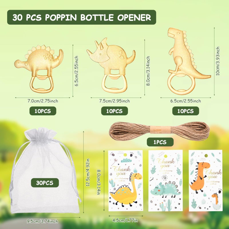 Qonmpcvu Qonmpcvu 30 Pcs Dinosaur Bottle Openers Baby Dinosaur Baby Shower Decorations Baby Shower Bottle Opener Favors Baby Shower Favor For Guest Supplies With Dinosaur Thank You Tags  - Image 2