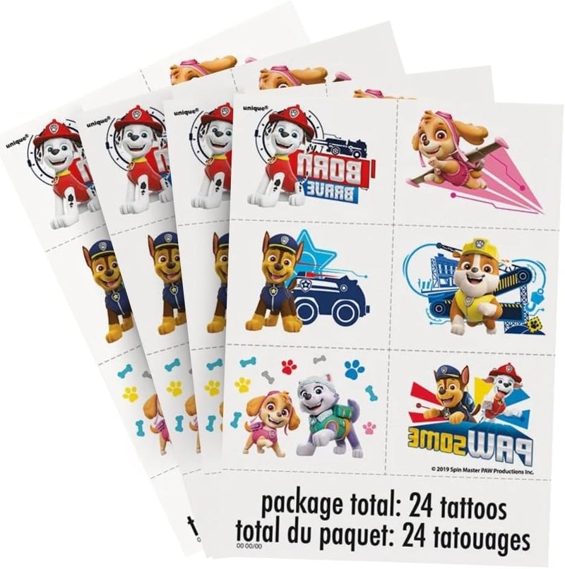 Unique Paw Patrol Tattoos Pack of 24  Vibrant  Fun Temporary Tattoos Perfect for Kids Birthday  Theme Parties - Image 1