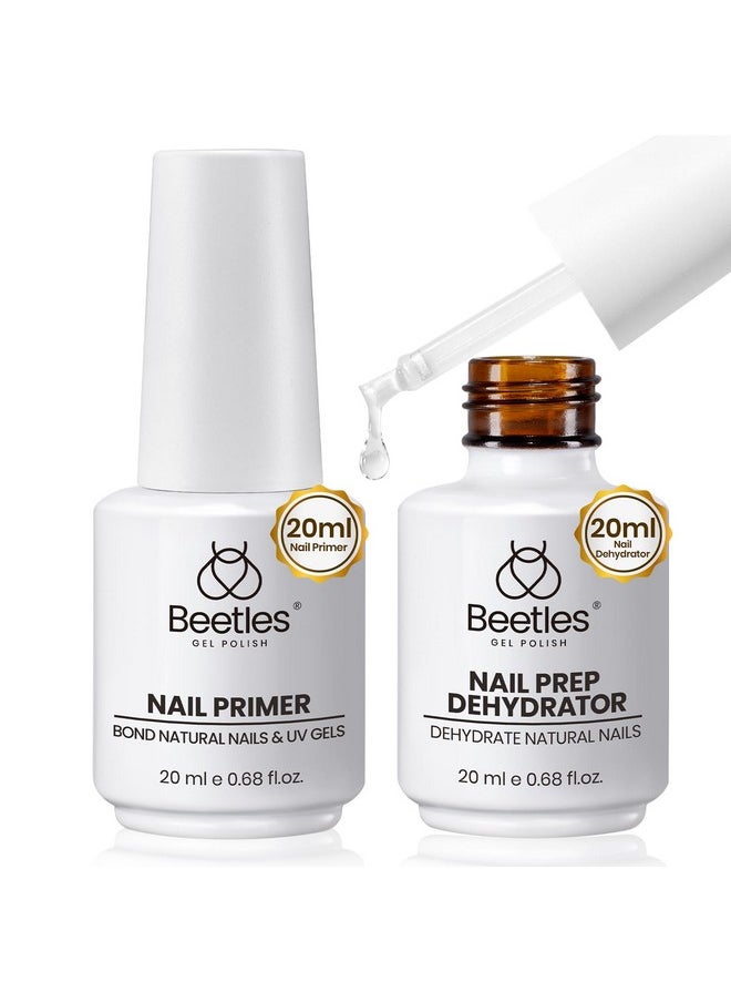 beetles Gel Polish Beetles 20ml Nail Dehydrator and Primer, Large Capacity Acid Free Natural Nail Prep Dehydrate and Primer, Acrylic Nail Dehydrator and Primer for UV Gels Superior Bonding Professional Salons Set  - Image 1