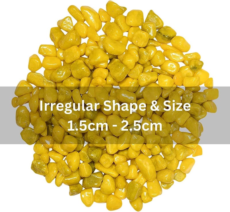 باي فور ليس حجر زينة 500 جرام لحوض السمك والزهور، حصى زينة، لتزيين الحدائق المنزلية الخارجية والداخلية، مشاريع الفنون والحرف اليدوية، هدايا الحفلات (500 جرام، أصفر) - Image 2