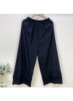 Generic Japanese Sweet Flare Pants with Lace Trim Black  - Image 1