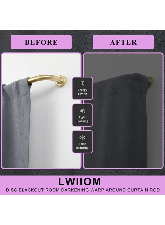 Lwiiom Brass Disc Curtain Rods, 48-84 Inches Window Curtain Rod,Adjustable Room Darkening Curtain Rod with Aluminum Finials and Brackets,Wrap Around Design - Image 4