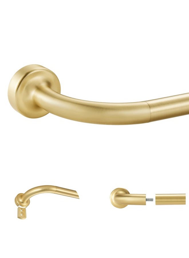 Lwiiom Brass Disc Curtain Rods, 48-84 Inches Window Curtain Rod,Adjustable Room Darkening Curtain Rod with Aluminum Finials and Brackets,Wrap Around Design - Image 1