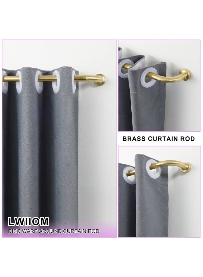 Lwiiom Brass Disc Curtain Rods, 48-84 Inches Window Curtain Rod,Adjustable Room Darkening Curtain Rod with Aluminum Finials and Brackets,Wrap Around Design - Image 2