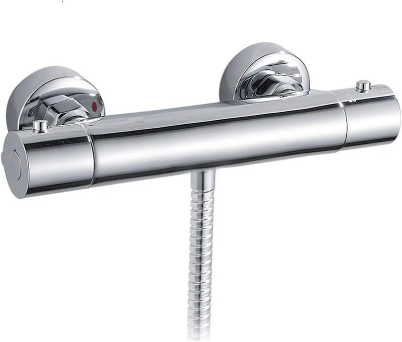 مزيج دش حراري ثابت صمام مزيج نافذة دش 1/2" صنبور دش نحاسي مثبت على الجدار صنبور رأس منسيطر على درجة حرارة ثابتة لماء ساخن وبارد للحوض - Image 1