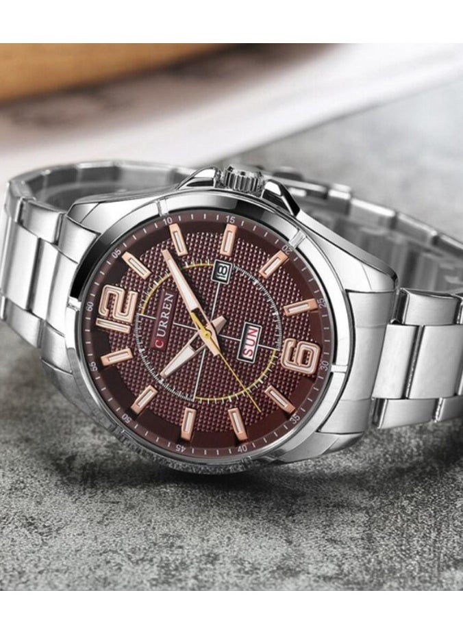 CURREN - CURREN 8271 Men’s Watch with Day/Week Stainless Steel Band Waterproof Wrist Watch (With Box Free) - Image 1