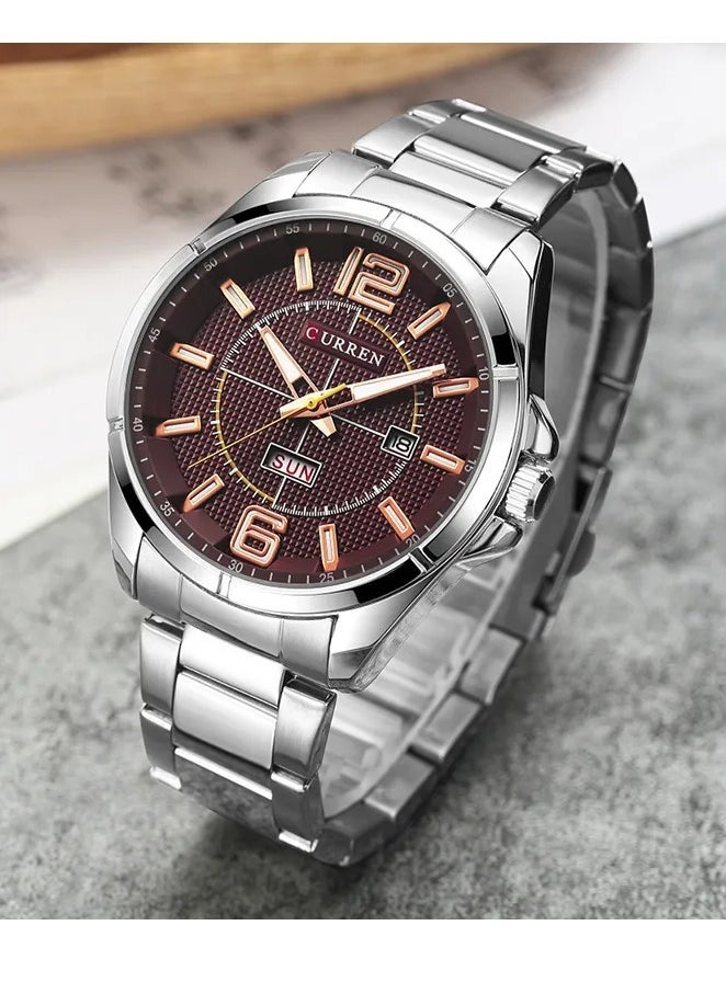 CURREN - CURREN 8271 Men’s Watch with Day/Week Stainless Steel Band Waterproof Wrist Watch (With Box Free) - Image 1