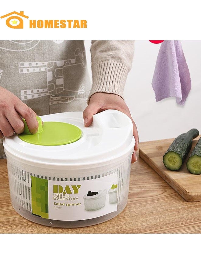 HOMESTAR Large Capacity Salad Spinner,Fruit and Vegetable Washer, Vegetable Quick Dryer Oil Shaker Dry off and Drain Vegetable Wash, Salad Making Bowl with Plastic Colander, Green - Image 1