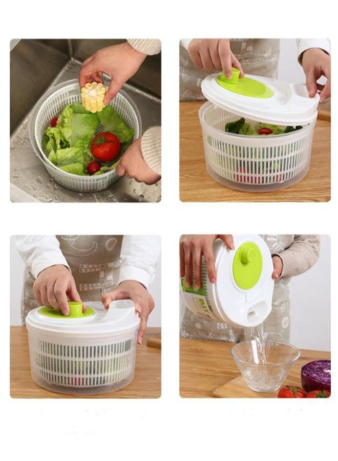 HOMESTAR Large Capacity Salad Spinner,Fruit and Vegetable Washer, Vegetable Quick Dryer Oil Shaker Dry off and Drain Vegetable Wash, Salad Making Bowl with Plastic Colander, Green - Image 3