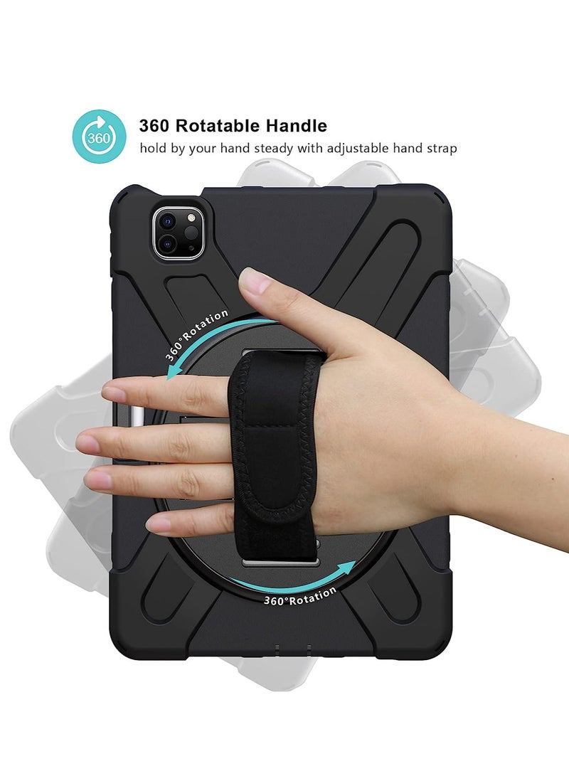 Procases Ipad Pro 12.9 Inch Case 2022 2021 2020 2018 Rugged Heavy Duty Shockproof Cover With Hand Strap Shoulder Strap for Ipad Pro 12.9" 6th 5th 4th 3rd Generation Black - Image 3