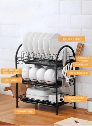 Large Dish Drying Rack, 3 Tier Dish Rack with Tray Utensil Holder & Cup Holders, Drain Board Tray for Kitchen Counter - pzsku/Z99623A544FE17A8447D6Z/45/_/1705742201/e1b0e8ae-e90e-4974-a769-4d66633555a9