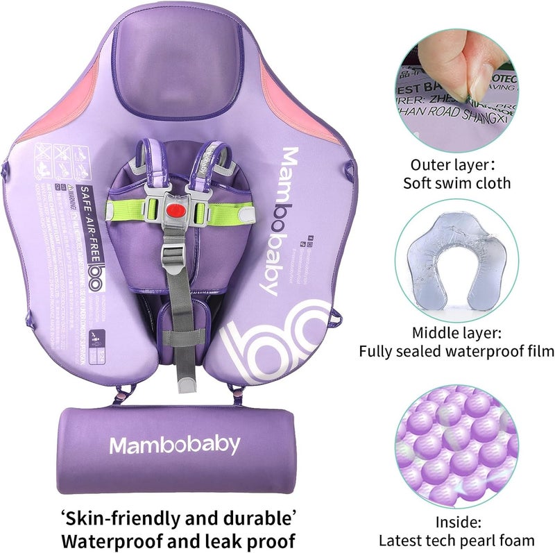 V Convey Mambobaby Float with Canopy and Tail New Upgraded Non-Inflatable Baby Pool Float Mambo Float Swim Trainer Solid Infant Swim Float Adjustable Pearl Foam Baby Swim Ring - Image 2