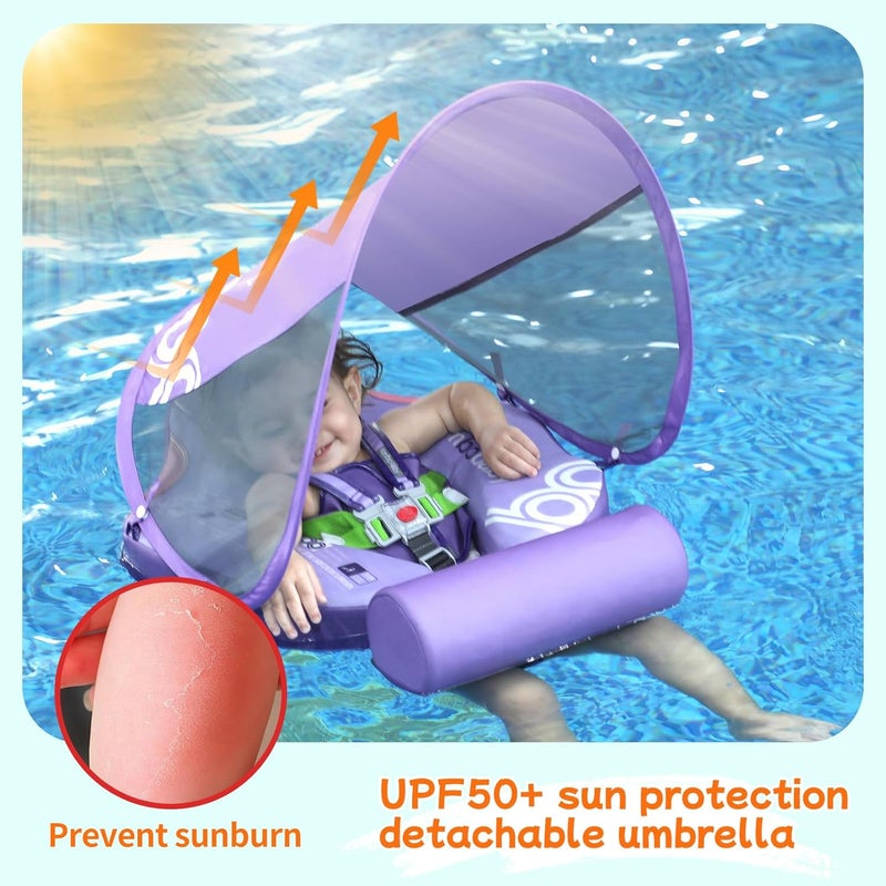 V Convey Mambobaby Float with Canopy and Tail New Upgraded Non-Inflatable Baby Pool Float Mambo Float Swim Trainer Solid Infant Swim Float Adjustable Pearl Foam Baby Swim Ring - Image 4