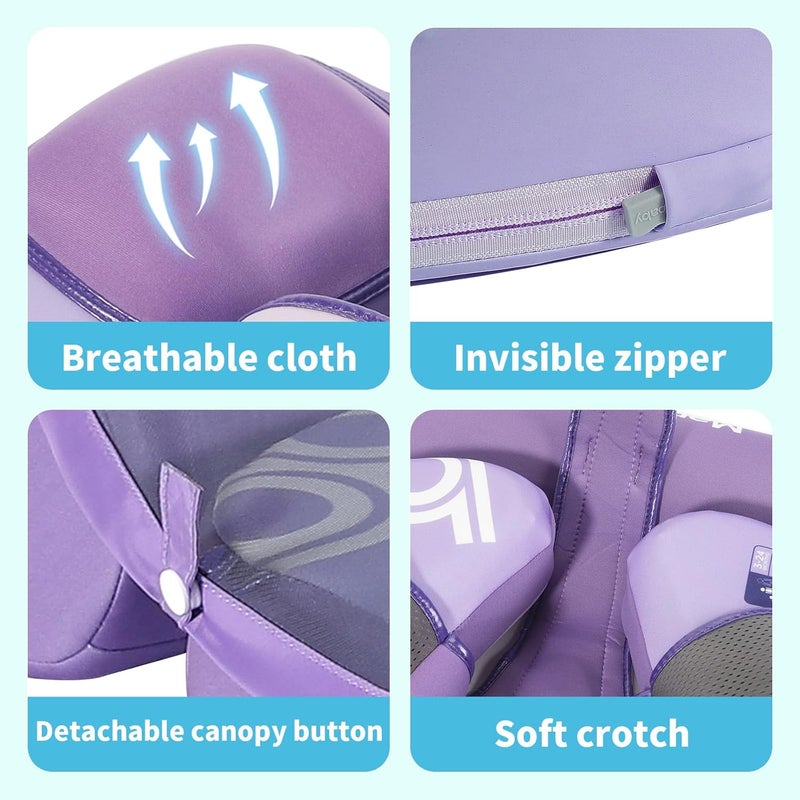 V Convey Mambobaby Float with Canopy and Tail New Upgraded Non-Inflatable Baby Pool Float Mambo Float Swim Trainer Solid Infant Swim Float Adjustable Pearl Foam Baby Swim Ring - Image 5