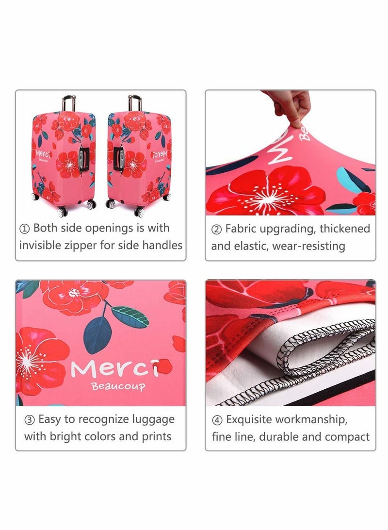 Excefore غطاء الأمتعة، غطاء حقيبة قابل للغسل في الماء، أغطية حماية مرنة للأمتعة من الألياف اللدنة، ملحقات السفر مناسبة لحقيبة عربة مقاس 18-21 بوصة للاستخدام اليومي في رحلة العمل والمدرسة (S، زهر البرتقال) - Image 4