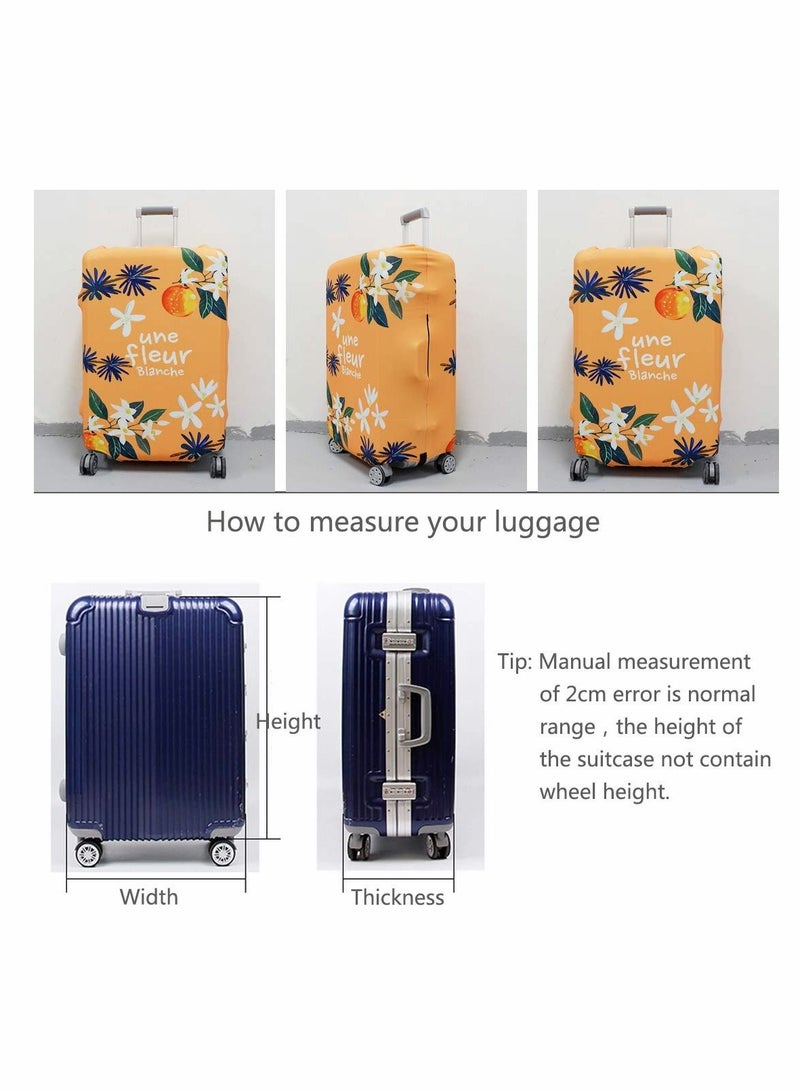 Excefore غطاء الأمتعة، غطاء حقيبة قابل للغسل في الماء، أغطية حماية مرنة للأمتعة من الألياف اللدنة، ملحقات السفر مناسبة لحقيبة عربة مقاس 18-21 بوصة للاستخدام اليومي في رحلة العمل والمدرسة (S، زهر البرتقال) - Image 3
