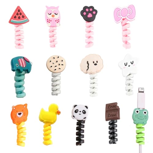 FFZDENA 13 Pcs Charge Cable Protector, Cartoon Android Charger Protector for Wires, Spring Charger Protector to Prevent Cable Damage, PVC Material for Daily Charging Needs - Image 1