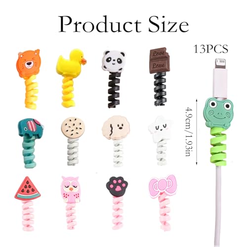 FFZDENA 13 Pcs Charge Cable Protector, Cartoon Android Charger Protector for Wires, Spring Charger Protector to Prevent Cable Damage, PVC Material for Daily Charging Needs - Image 2