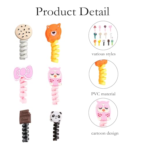 FFZDENA 13 Pcs Charge Cable Protector, Cartoon Android Charger Protector for Wires, Spring Charger Protector to Prevent Cable Damage, PVC Material for Daily Charging Needs - Image 3