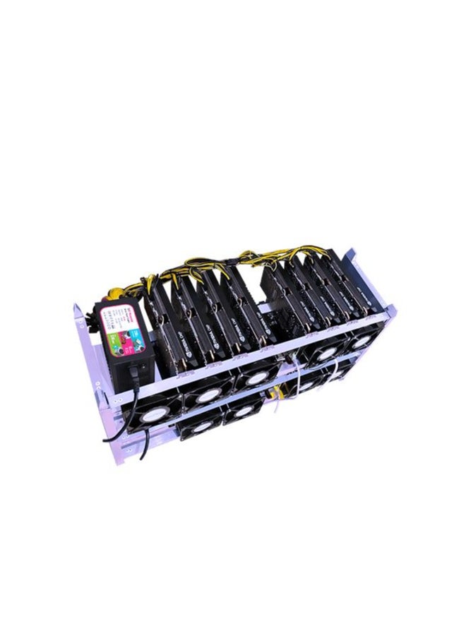 MINEROO - 8 GPU Mining Rig Aluminum Stackable, Complete ETC Crypto Miner, Including 8GPU Mining Motherboard,2000W Power Supply, CPU, SSD, 4G RAM, PSU - Image 1