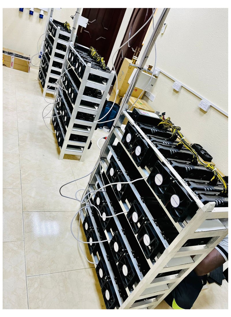 MINEROO - 8 GPU Mining Rig Aluminum Stackable, Complete ETC Crypto Miner, Including 8GPU Mining Motherboard,2000W Power Supply, CPU, SSD, 4G RAM, PSU - Image 1