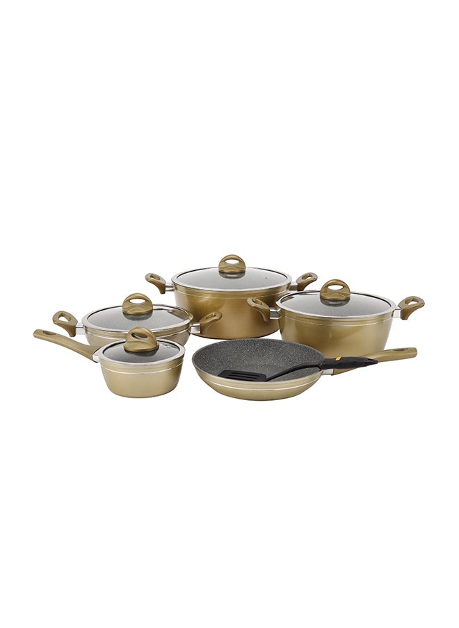 DELCASA Smart Senorita 10 Piece Non Stick Cookware Set, Suitable For Gas, Ceramic, Halogen, Induction, Hot Plate  - Image 1