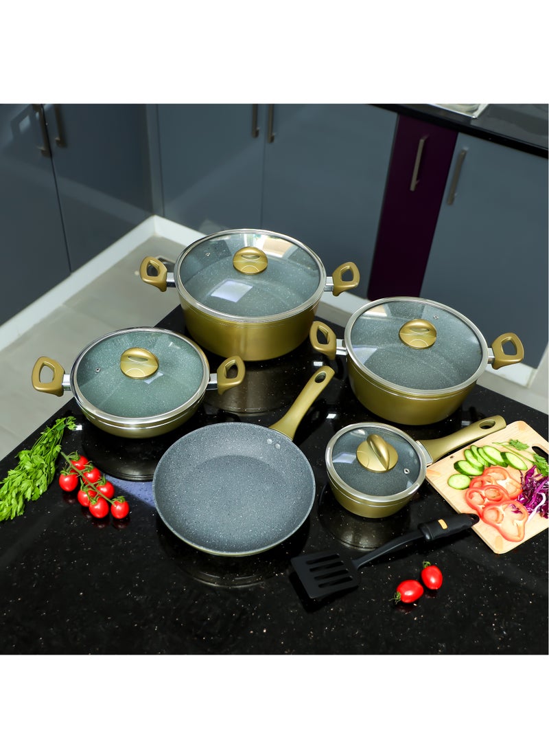DELCASA Smart Senorita 10 Piece Non Stick Cookware Set, Suitable For Gas, Ceramic, Halogen, Induction, Hot Plate  - Image 3