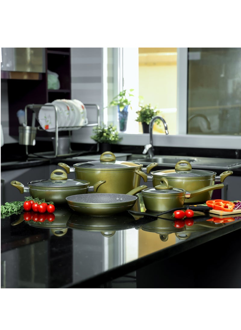 DELCASA Smart Senorita 10 Piece Non Stick Cookware Set, Suitable For Gas, Ceramic, Halogen, Induction, Hot Plate  - Image 2