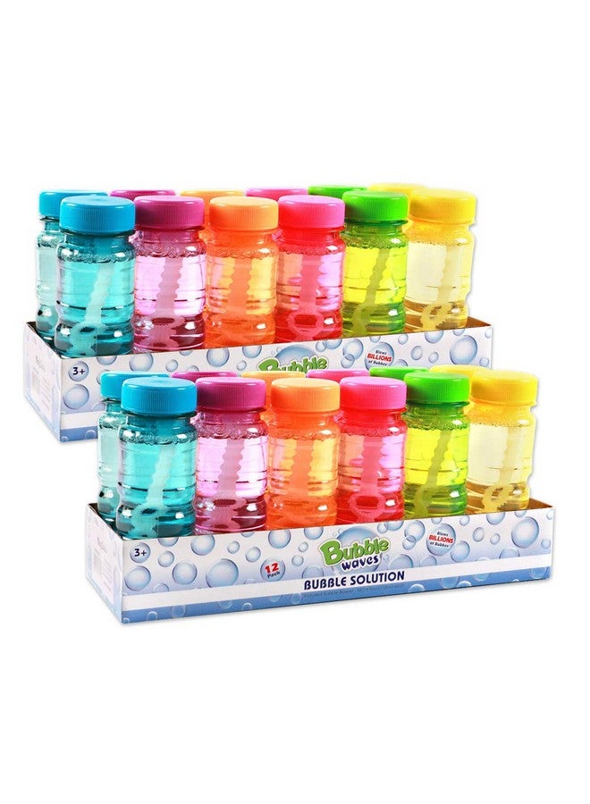 Novelinks Big Bubble Bottle 24 Pack - 4oz Blow Bubbles Solution Novelty Summer Toy - Activity Party Favor Assorted Colors Set - Image 1