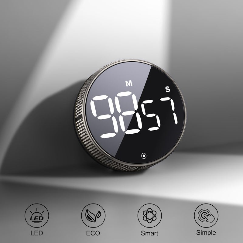 Blue Snail BlueSnail Kitchen Timer with LED Digital Display Smart Efficana for Home Classroom Gym Office, Volume and Brightness Adjustable Productivity Timer (Guncolor) - Image 2