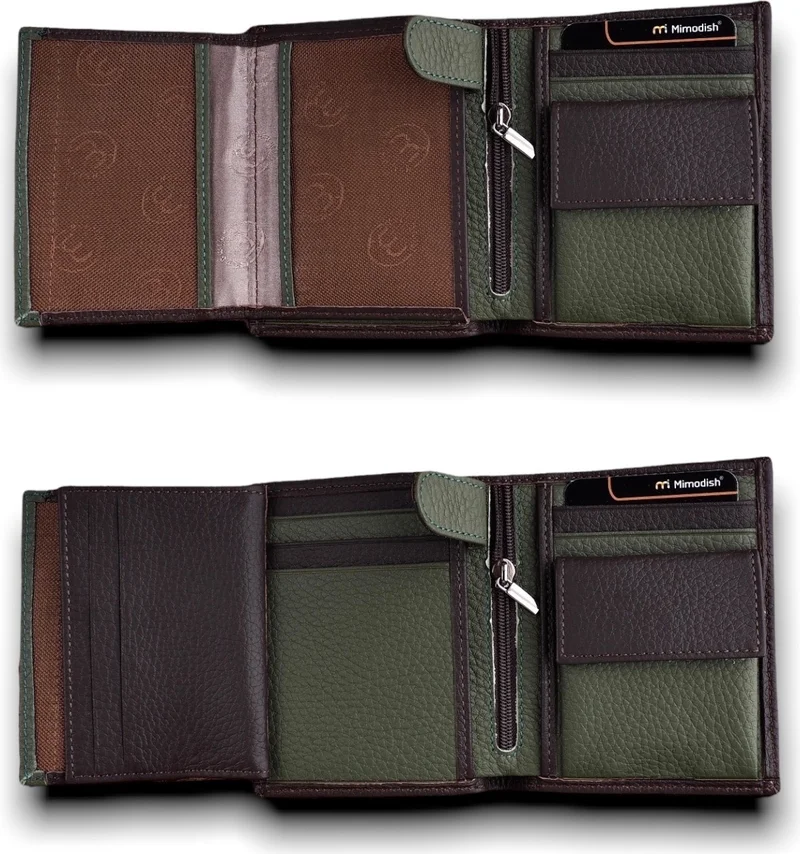 ميموديش Leather Coin Pocket Vertical Luxury Men's Wallet